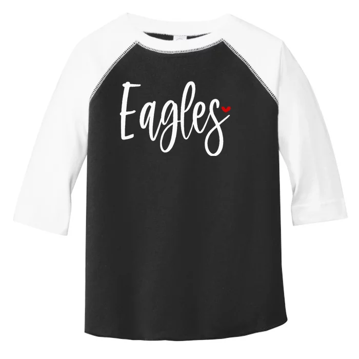 Eagles Team Pride School Spirit White Red Heart Toddler Fine Jersey T-Shirt