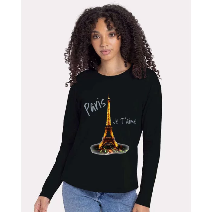 Eiffel Tower Paris Vintage I Love Paris France Womens Cotton Relaxed Long Sleeve T-Shirt