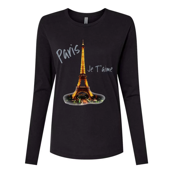 Eiffel Tower Paris Vintage I Love Paris France Womens Cotton Relaxed Long Sleeve T-Shirt