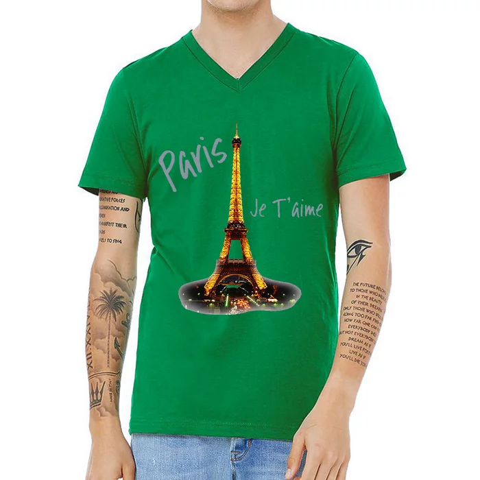 Eiffel Tower Paris Vintage I Love Paris France V-Neck T-Shirt