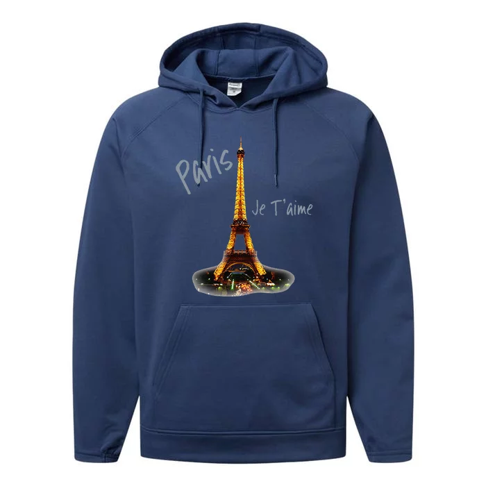 Eiffel Tower Paris Vintage I Love Paris France Performance Fleece Hoodie