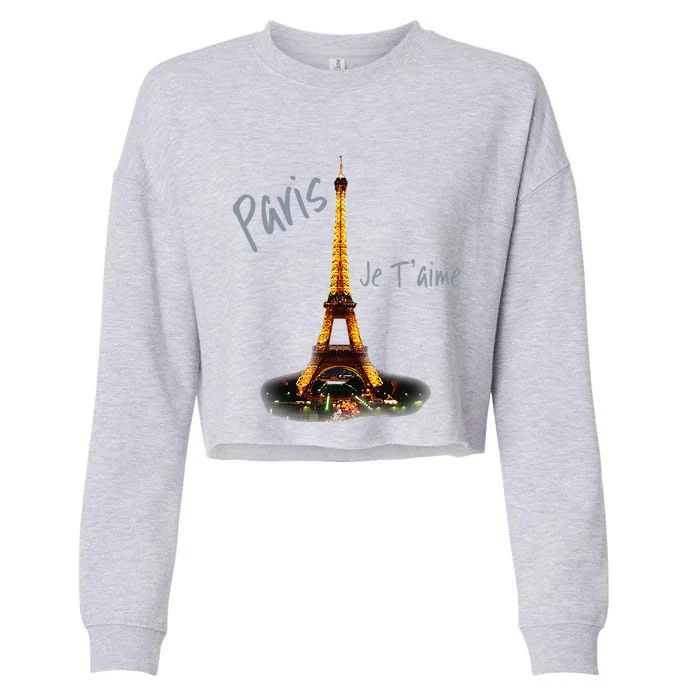 Eiffel Tower Paris Vintage I Love Paris France Cropped Pullover Crew