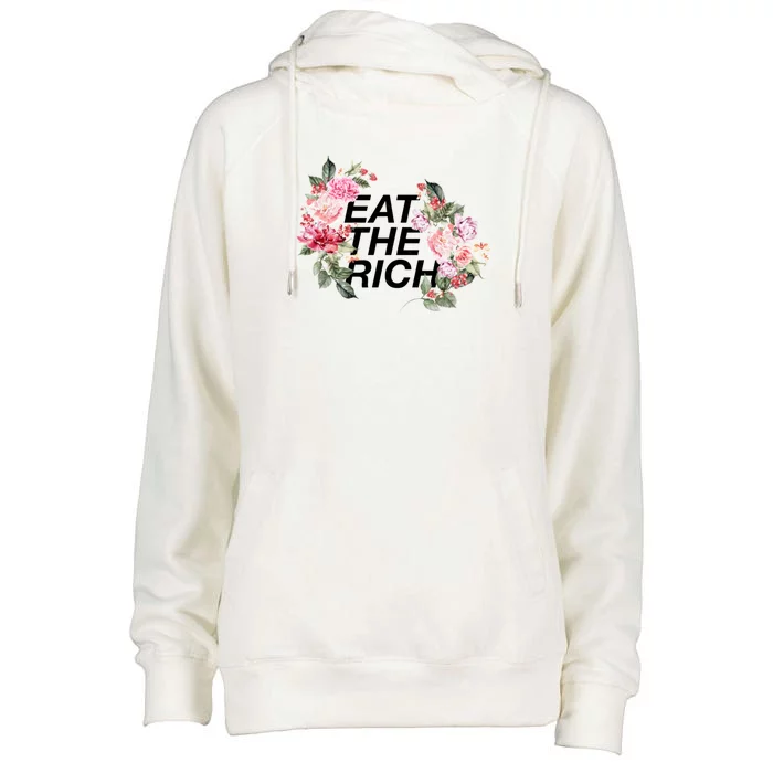 Eat The Rich Floral Womens Funnel Neck Pullover Hood