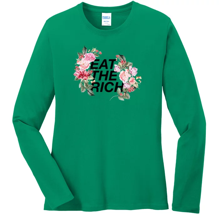 Eat The Rich Floral Ladies Long Sleeve Shirt