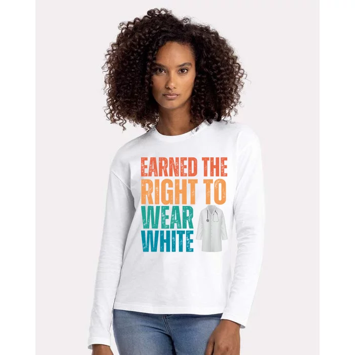 Earned The Right To Wear White White Coat Ceremony Doctor Womens Cotton Relaxed Long Sleeve T-Shirt