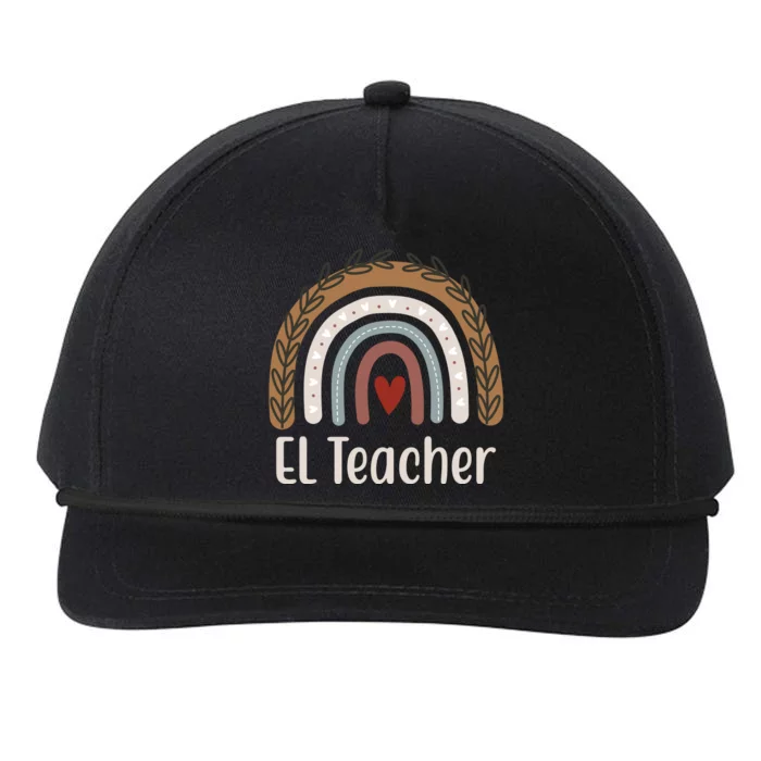 El Teacher Rainbow Heart Snapback Five-Panel Rope Hat