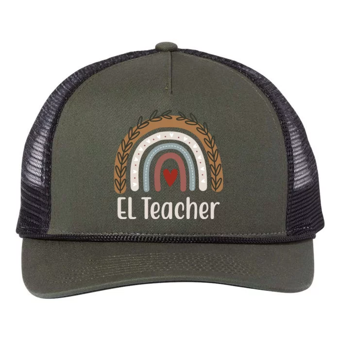 El Teacher Rainbow Heart Retro Rope Trucker Hat Cap