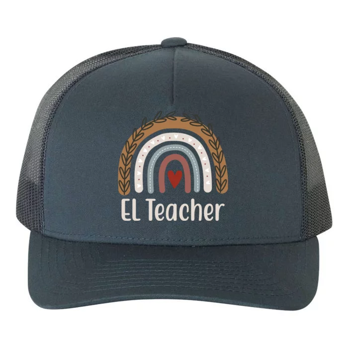 El Teacher Rainbow Heart Yupoong Adult 5-Panel Trucker Hat