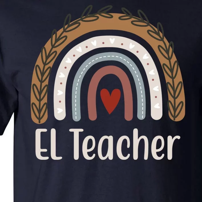 El Teacher Rainbow Heart Tall T-Shirt