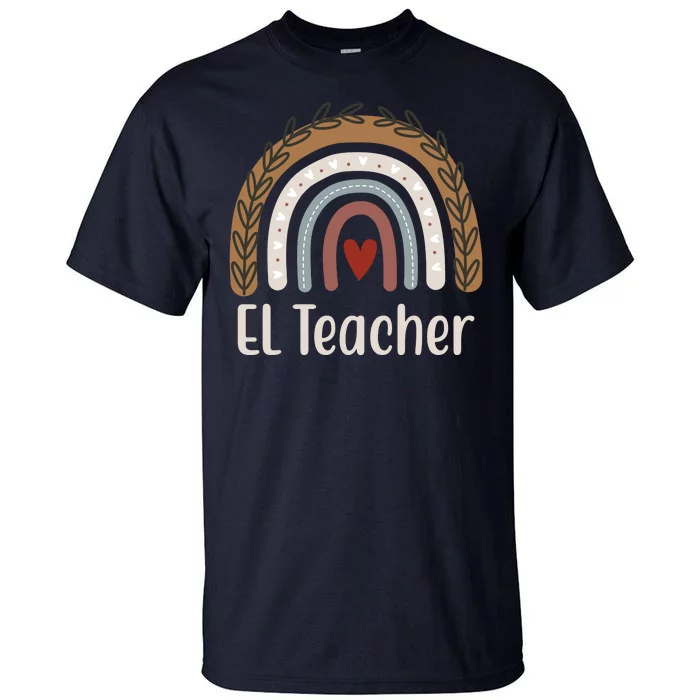 El Teacher Rainbow Heart Tall T-Shirt