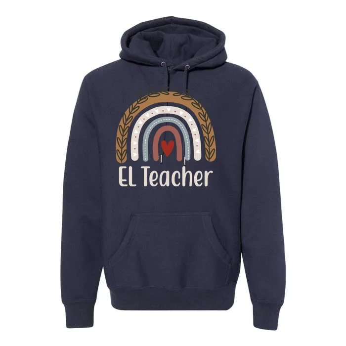 El Teacher Rainbow Heart Premium Hoodie