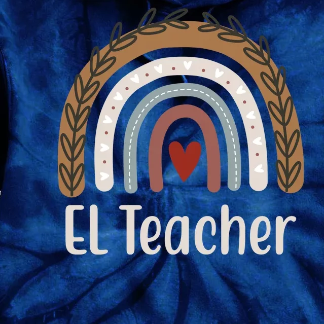 El Teacher Rainbow Heart Tie Dye Hoodie