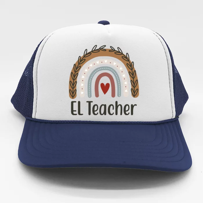 El Teacher Rainbow Heart Trucker Hat