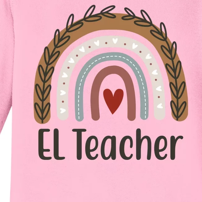 El Teacher Rainbow Heart Baby Long Sleeve Bodysuit