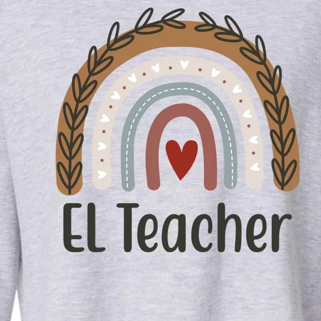 El Teacher Rainbow Heart Cropped Pullover Crew