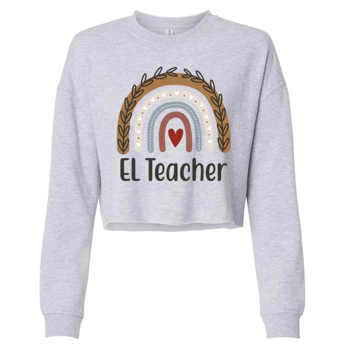 El Teacher Rainbow Heart Cropped Pullover Crew