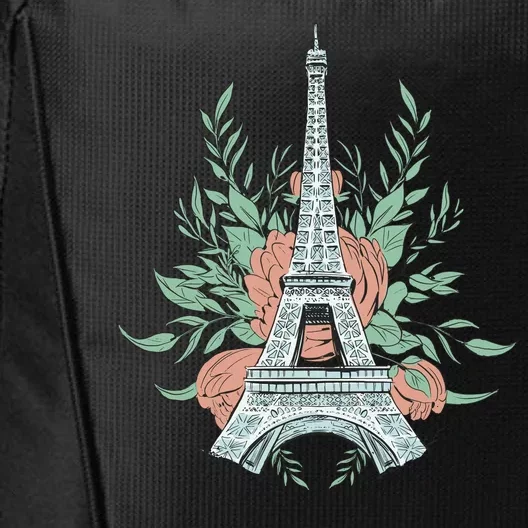 Eiffel Tower Rose Floral City Backpack