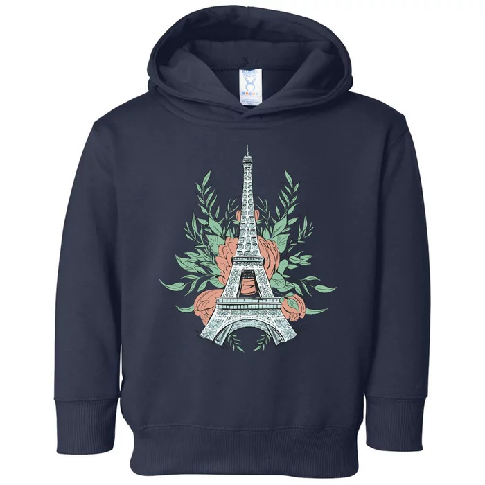 Eiffel Tower Rose Floral Toddler Hoodie