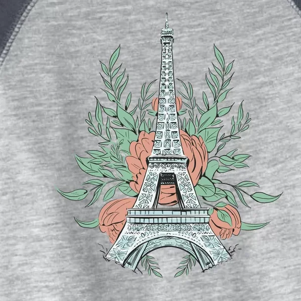 Eiffel Tower Rose Floral Toddler Fine Jersey T-Shirt