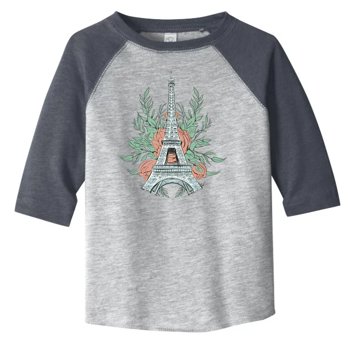 Eiffel Tower Rose Floral Toddler Fine Jersey T-Shirt