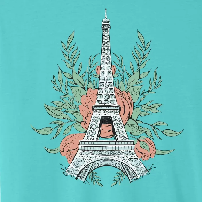 Eiffel Tower Rose Floral ChromaSoft Performance T-Shirt