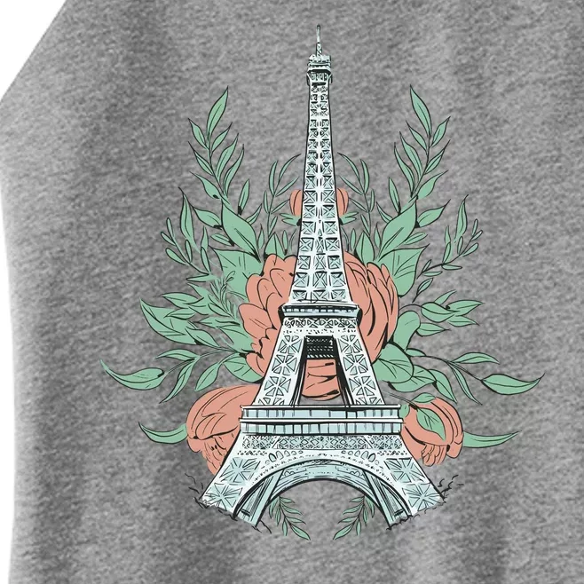 Eiffel Tower Rose Floral Women’s Perfect Tri Rocker Tank