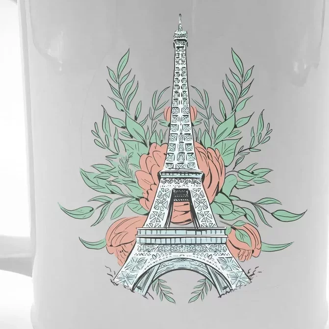 Eiffel Tower Rose Floral Front & Back Beer Stein