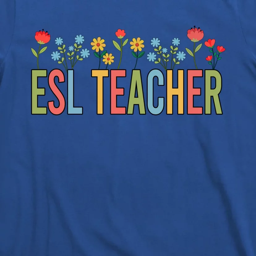 Esl Teacher Retro Wildflowers Back To School Gift T-Shirt