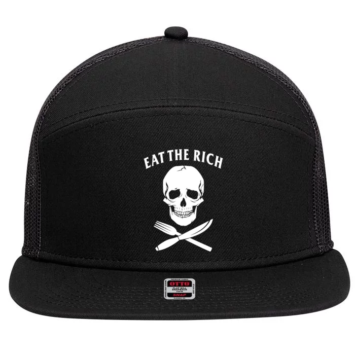 Eat The Rich Funny Anti Capitalism Tee 7 Panel Mesh Trucker Snapback Hat