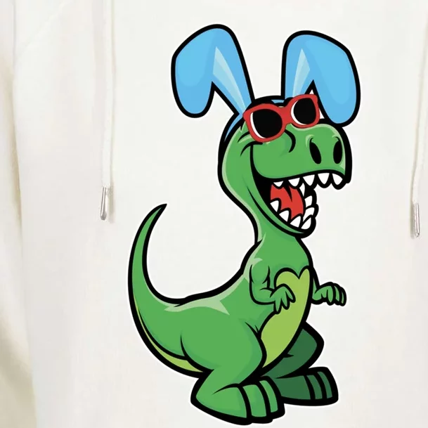 Easter T Rex Dinosaur With Easter Bunny Rabbit Ears Great Gift Womens Funnel Neck Pullover Hood