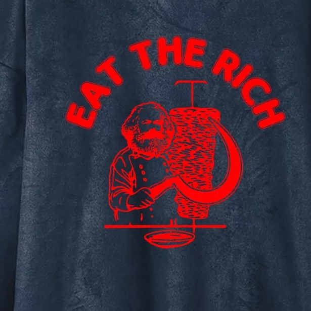 Eat The Rich Doner DöNer Kebab Karl Marx Socialist Hasan Piker Hooded Wearable Blanket