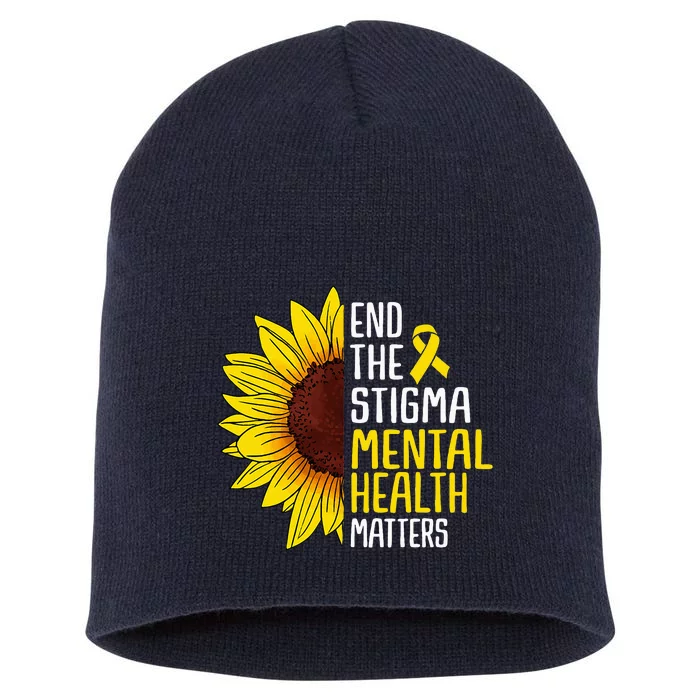 End The Stigma Mental Health Matters Mental Awareness Short Acrylic Beanie