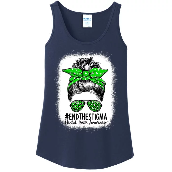 End The Stigma Messy Bun Women Mental Health Awareness Ladies Essential Tank