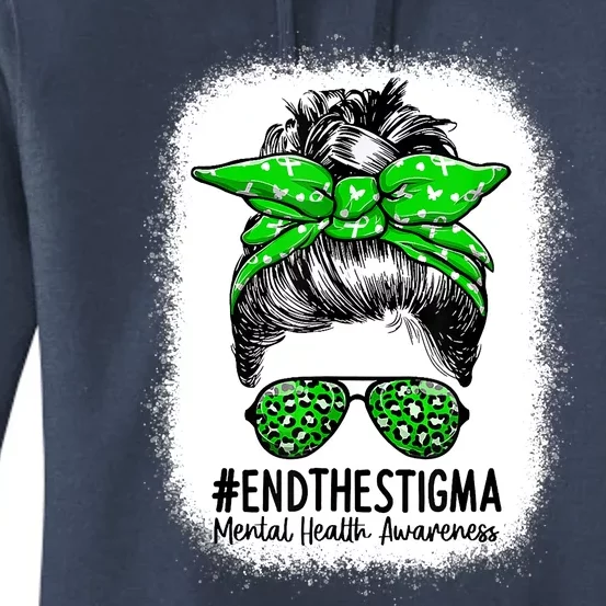 End The Stigma Messy Bun Women Mental Health Awareness Women's Pullover Hoodie