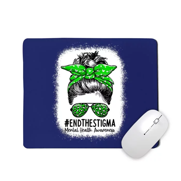 End The Stigma Messy Bun Women Mental Health Awareness Mousepad