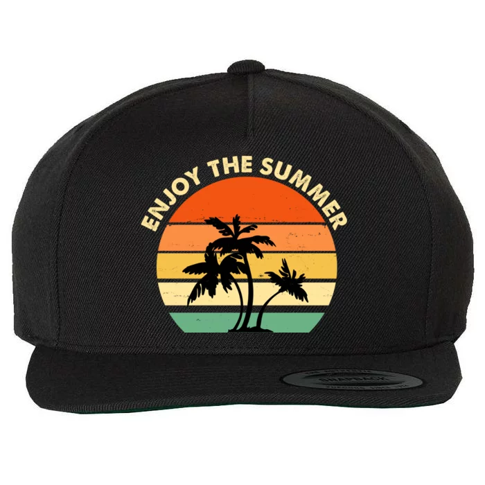 Enjoy The Summer Retro Sunset Palm Tree Wool Snapback Cap