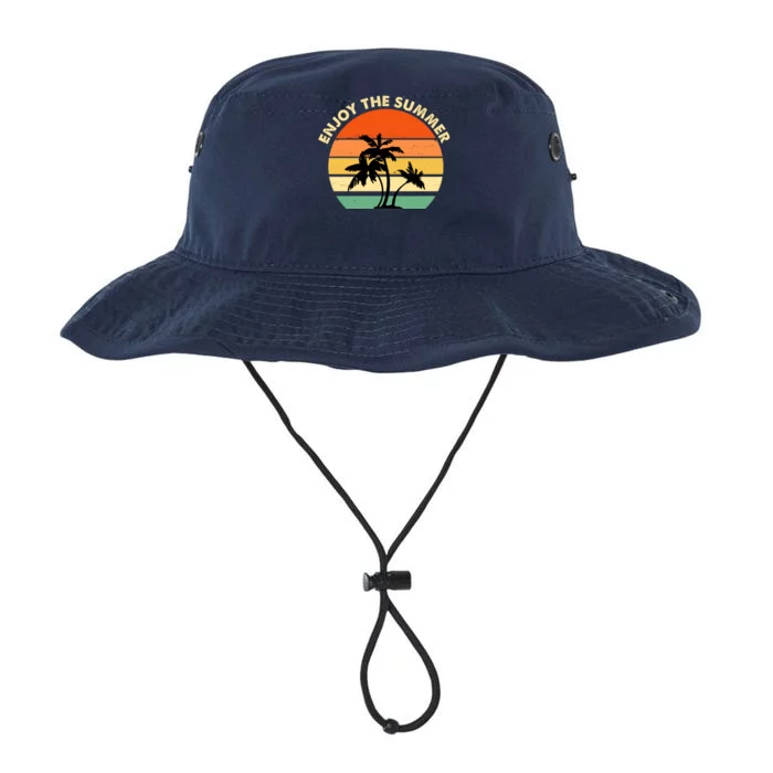 Enjoy The Summer Retro Sunset Palm Tree Legacy Cool Fit Booney Bucket Hat