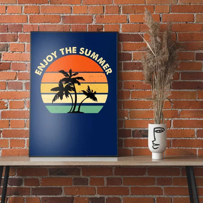 Enjoy The Summer Retro Sunset Palm Tree Poster