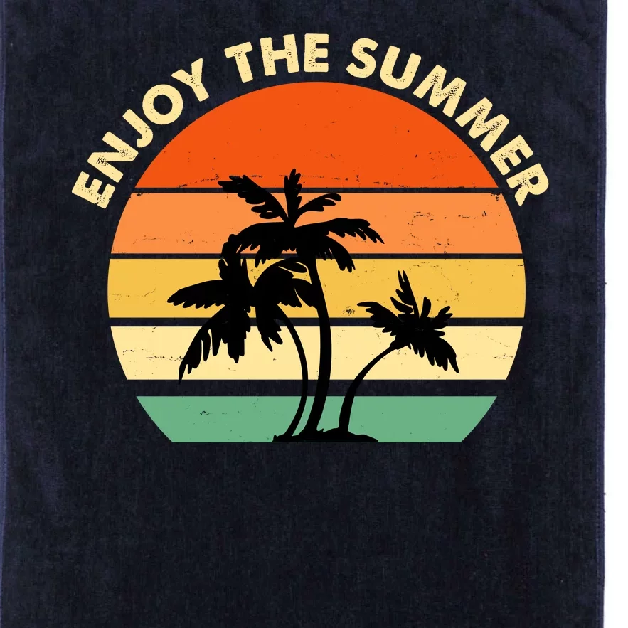 Enjoy The Summer Retro Sunset Palm Tree Platinum Collection Golf Towel