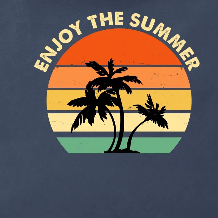 Enjoy The Summer Retro Sunset Palm Tree Zip Tote Bag