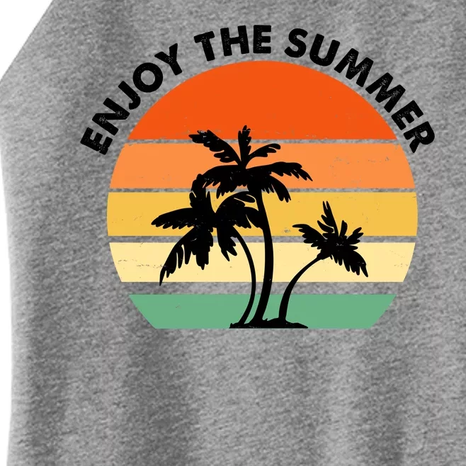 Enjoy The Summer Retro Sunset Palm Tree Women’s Perfect Tri Rocker Tank