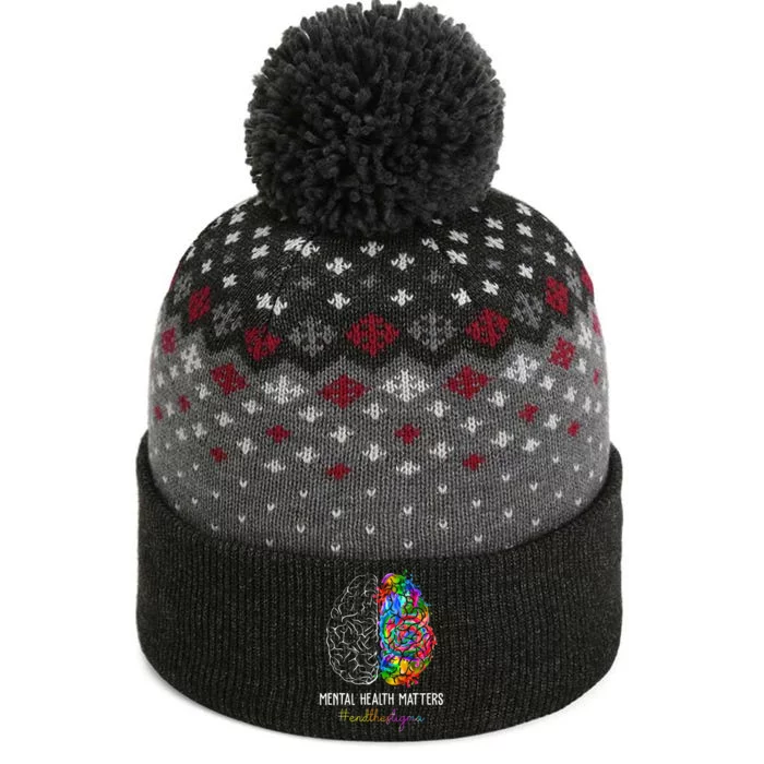 End The Stigma Mental Health Matters Mental Awareness Gifts The Baniff Cuffed Pom Beanie