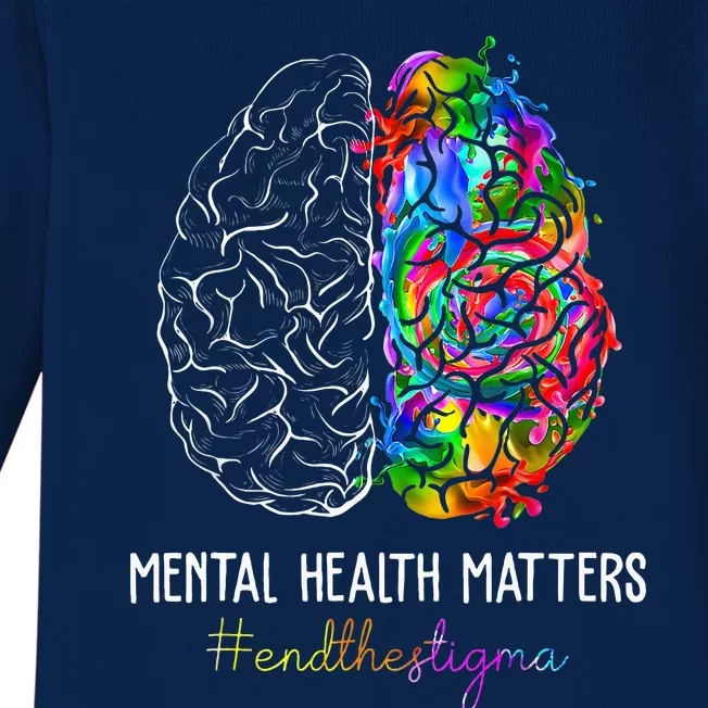 End The Stigma Mental Health Matters Mental Awareness Gifts Baby Long Sleeve Bodysuit