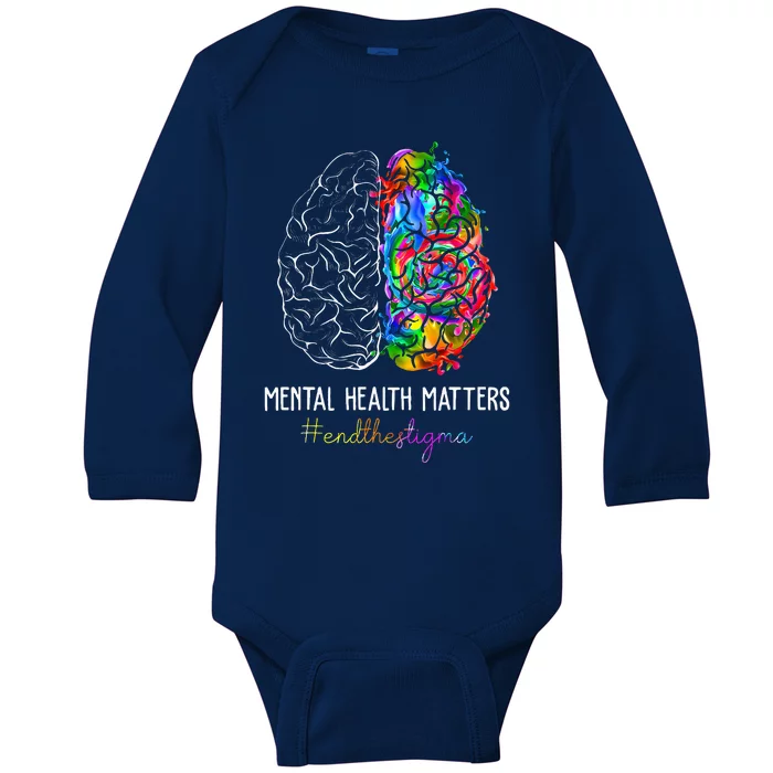 End The Stigma Mental Health Matters Mental Awareness Gifts Baby Long Sleeve Bodysuit