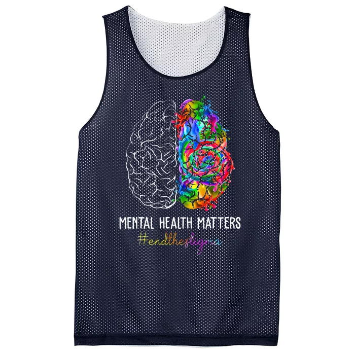 End The Stigma Mental Health Matters Mental Awareness Gifts Mesh Reversible Basketball Jersey Tank