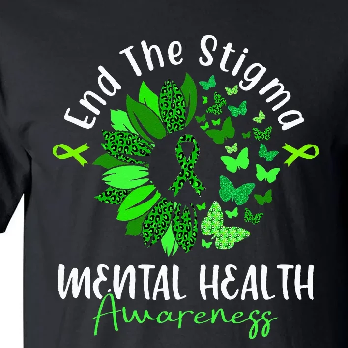 End The Stigma Mental Health Awareness Ribbon Butterfly Tall T-Shirt