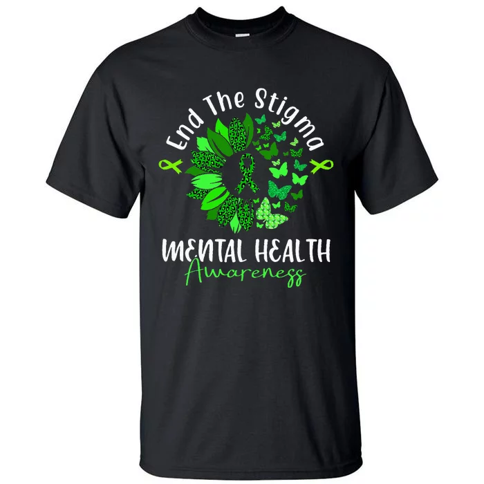 End The Stigma Mental Health Awareness Ribbon Butterfly Tall T-Shirt