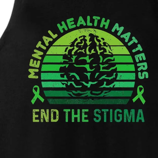 End The Stigma Mental Health Matters Mental Awareness Gifts Ladies Tri-Blend Wicking Tank