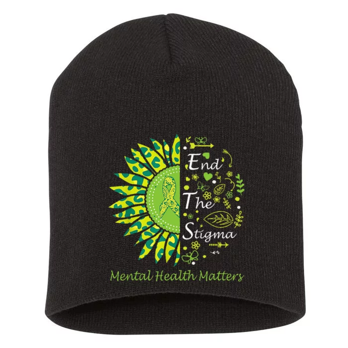 End The Stigma Mental Health Matters Ribbon Awareness Gifts Short Acrylic Beanie