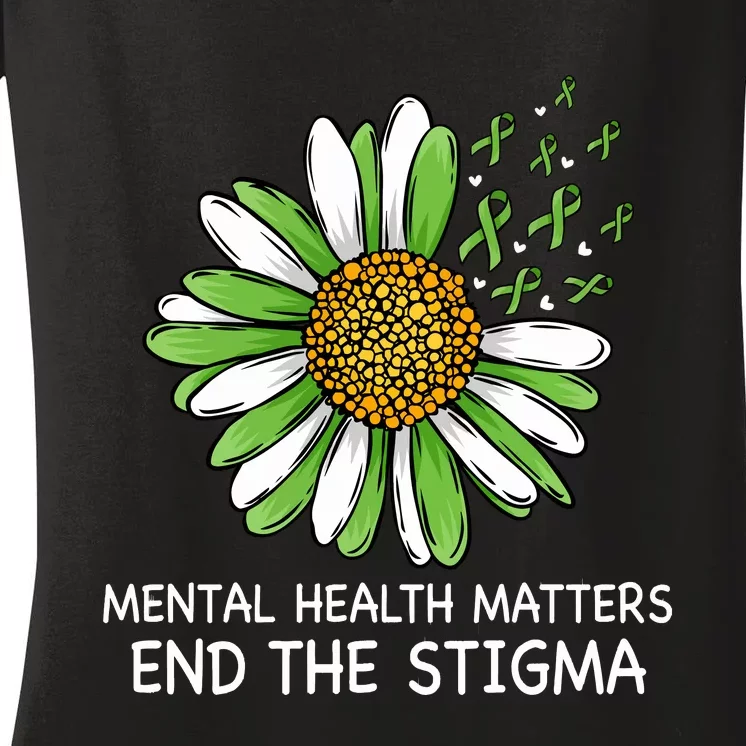 End The Stigma Mental Health Awareness Women's V-Neck T-Shirt